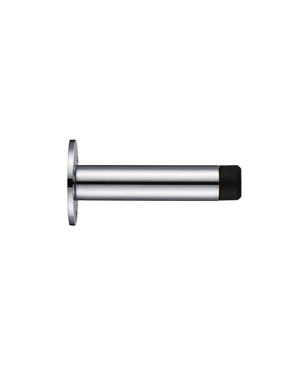 Door Stop - Cylinder - with Rose 76mm - Face Fix Polished Chrome