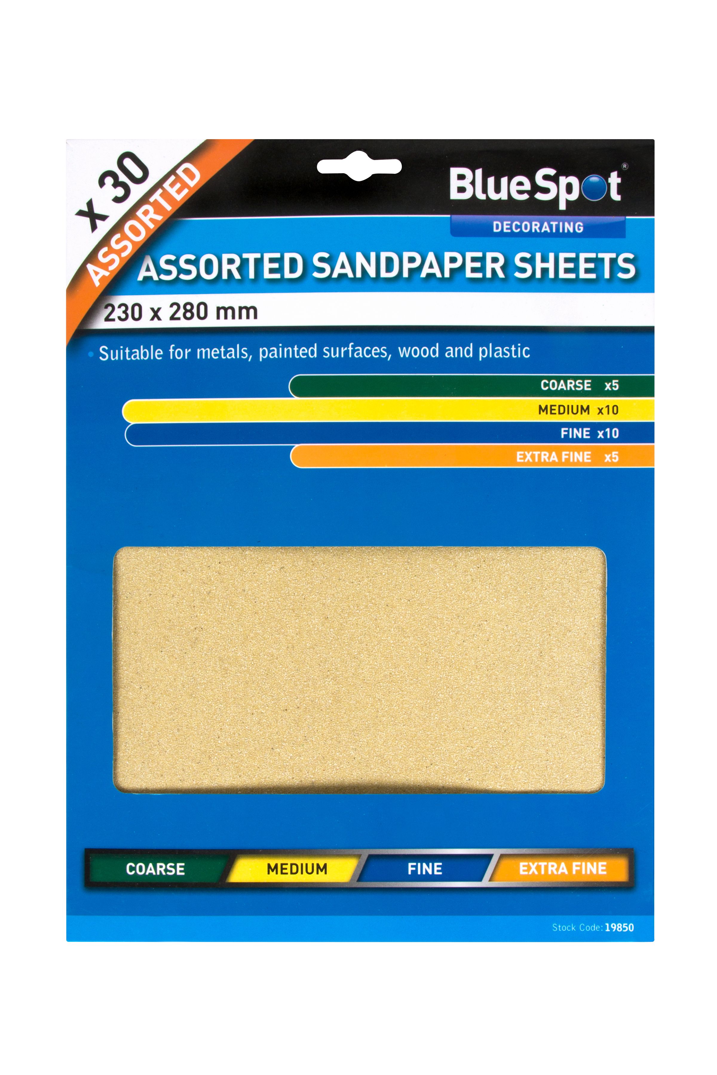 Blue Spot Tools 30 PCE Assorted Sandpaper Sheets