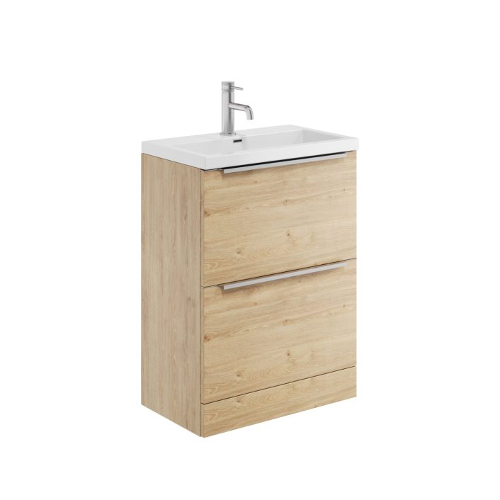 Scudo Muro Plus Freestanding 2 Drawer Vanity Unit, Davos Oak — 600mm