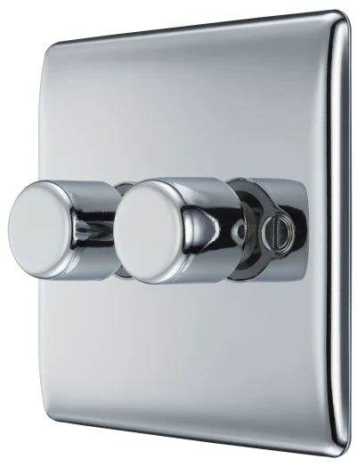 BG Nexus Metal Dimmer Switch Double 2 Way Polished chrome