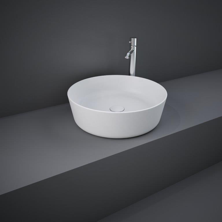 RAK  Feeling 42cm Round Counter Top Wash Basin  in Matt White