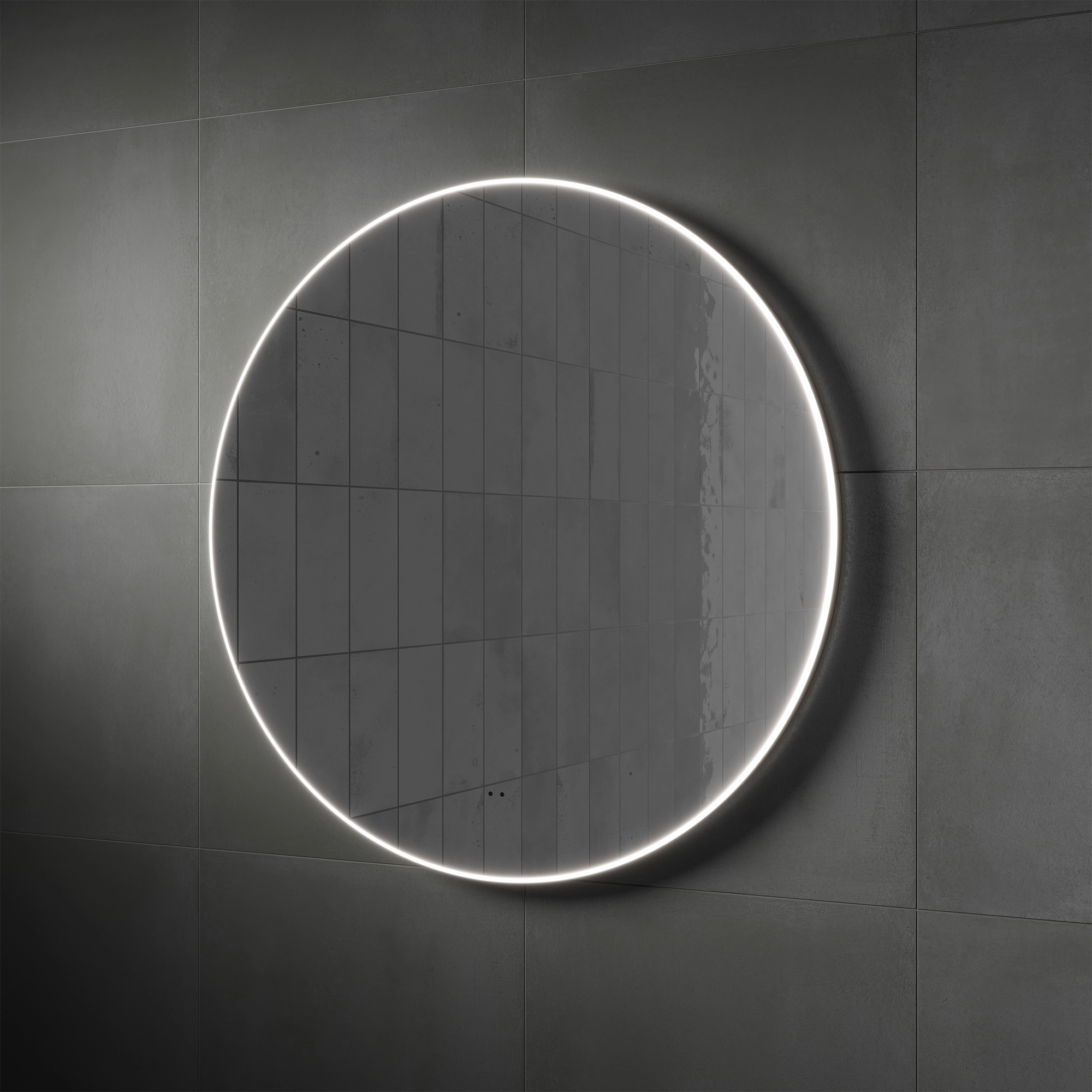 Air Round Illuminated Bathroom Mirror – 60 cm Wall Mounted