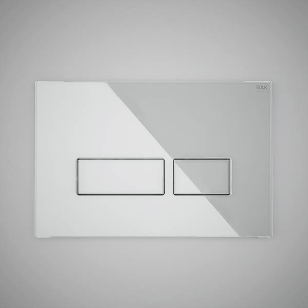RAK-Ecofix White Glass Flush Plate with rectangular push plates