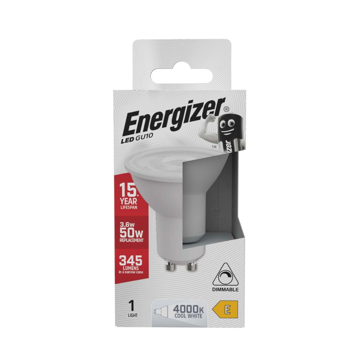 Energizer LED GU10 345lm 3.6W 4,000K (Cool White) Dimmable