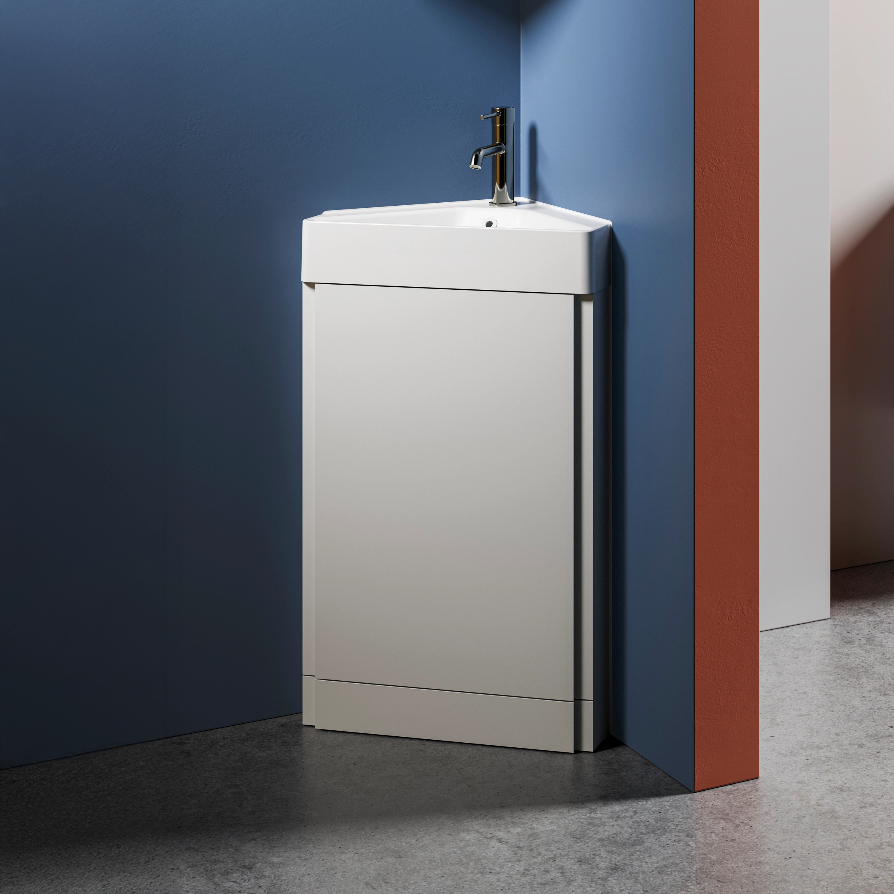 Rivus 50cm Corner Cloakroom Unit - Matt White