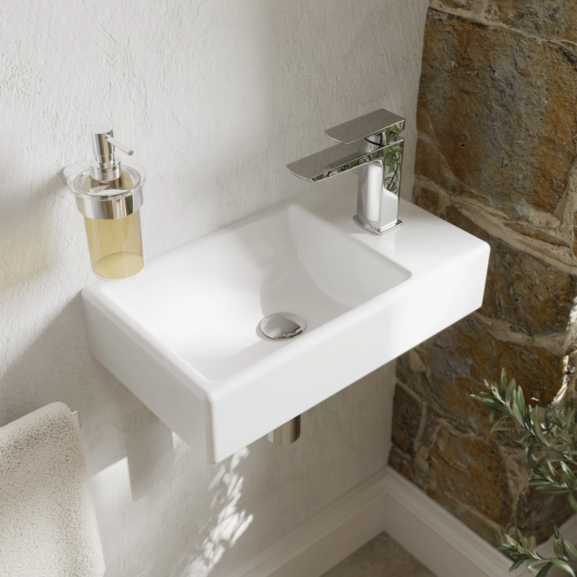 Fabrica 45cm Cloakroom Basin Left Hand Tap Hole