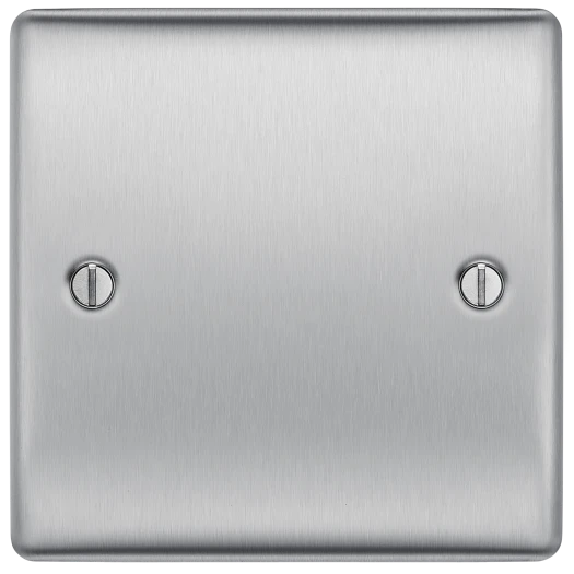 BG Nexus Metal Single Blank Plate Brushed Steel
