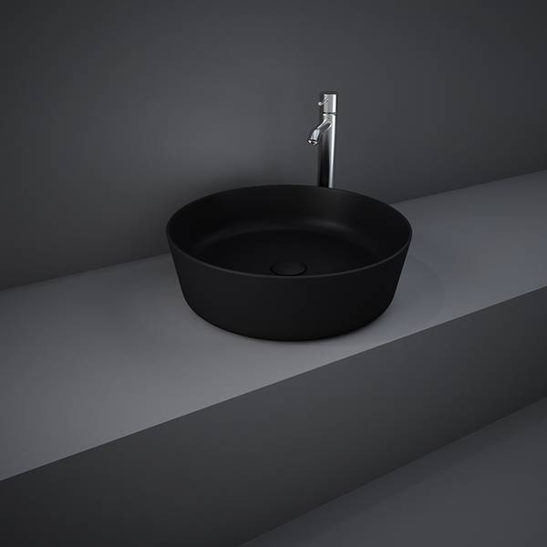RAK Feeling 42cm Round Counter Top Wash Basin  in Matt Black