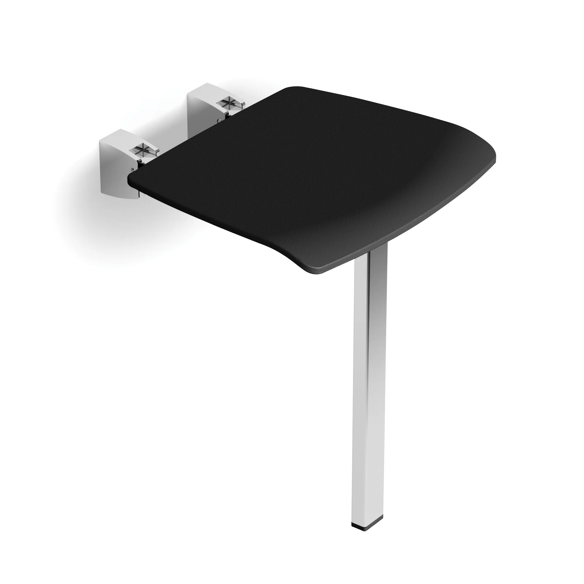 Shower Seat with Support Leg (Dark Grey)