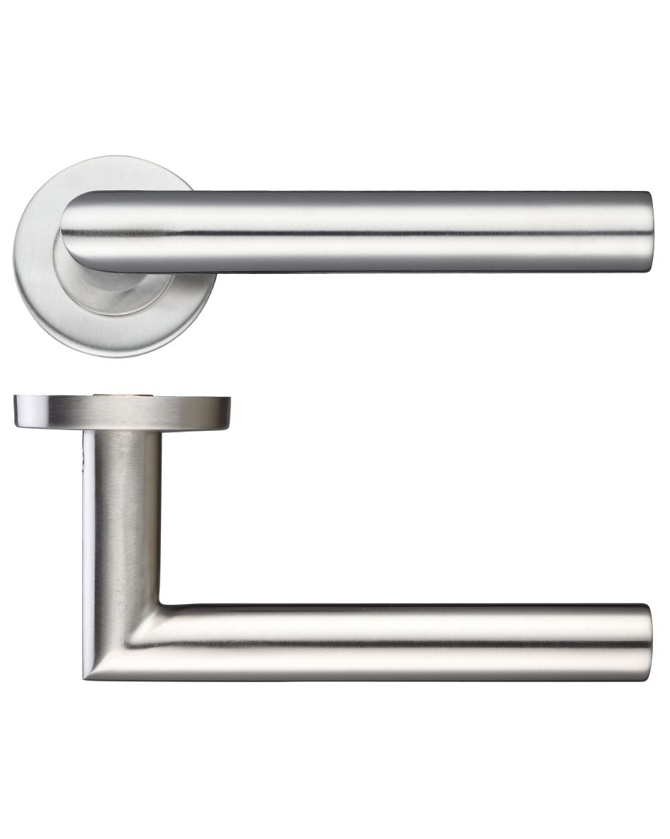 19mm Mitred Lever - Push On Rose - 52mm Dia - Grade 201 Satin Stainless