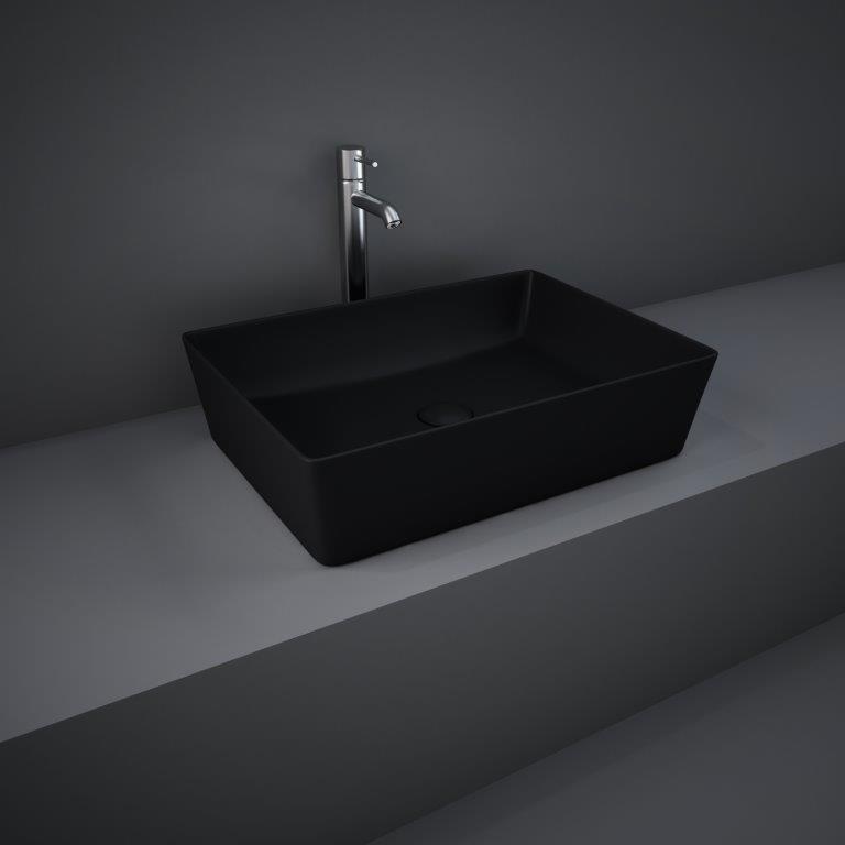 RAK Feeling 50cm Rectangular Counter Top Wash Basin  in Matt Black
