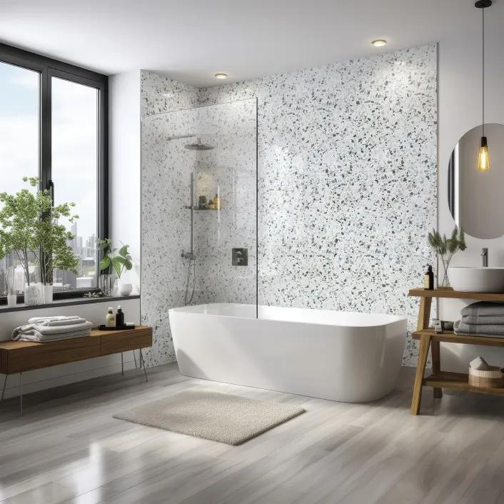Golita Platinum Terrazzo Blue PVC Wall Panel, 1000x2400mm | T13