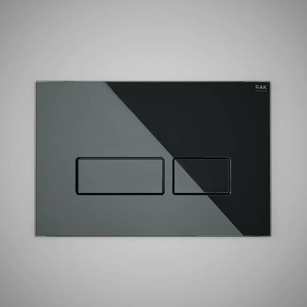 RAK-Ecofix Black Glass Flush Plate with rectangular push plates