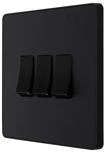 BG Evolve 20Amp 16AX Triple 2 Way Switch Matt Black