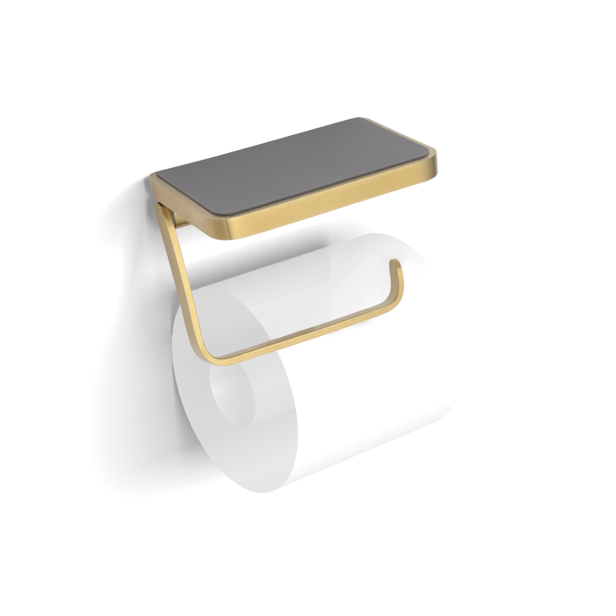 Atto (Brushed Brass) Toilet Roll Holder with Shelf & Anti-Slip Mat