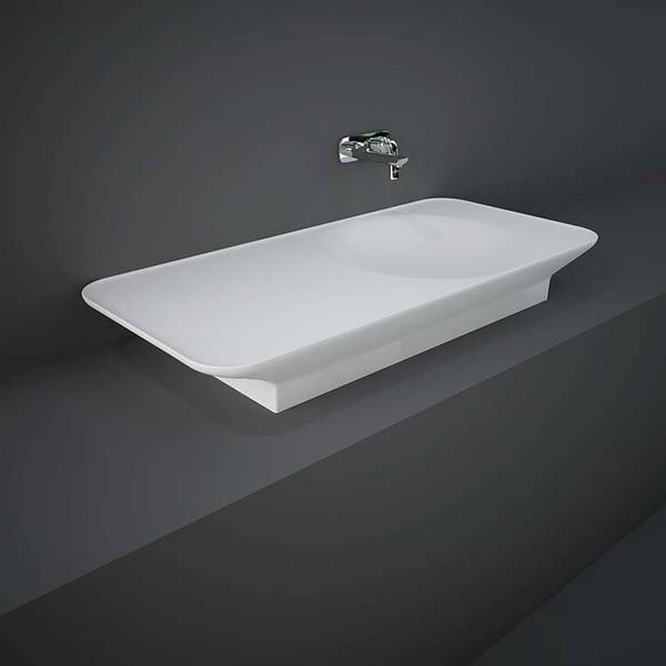RAK Valet Basin Wall Hung/Countertop  Left Ledge 0TH Matt White 112cm