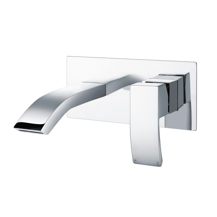 Scudo Descent Wall Mounted Basin Mixer, Chrome