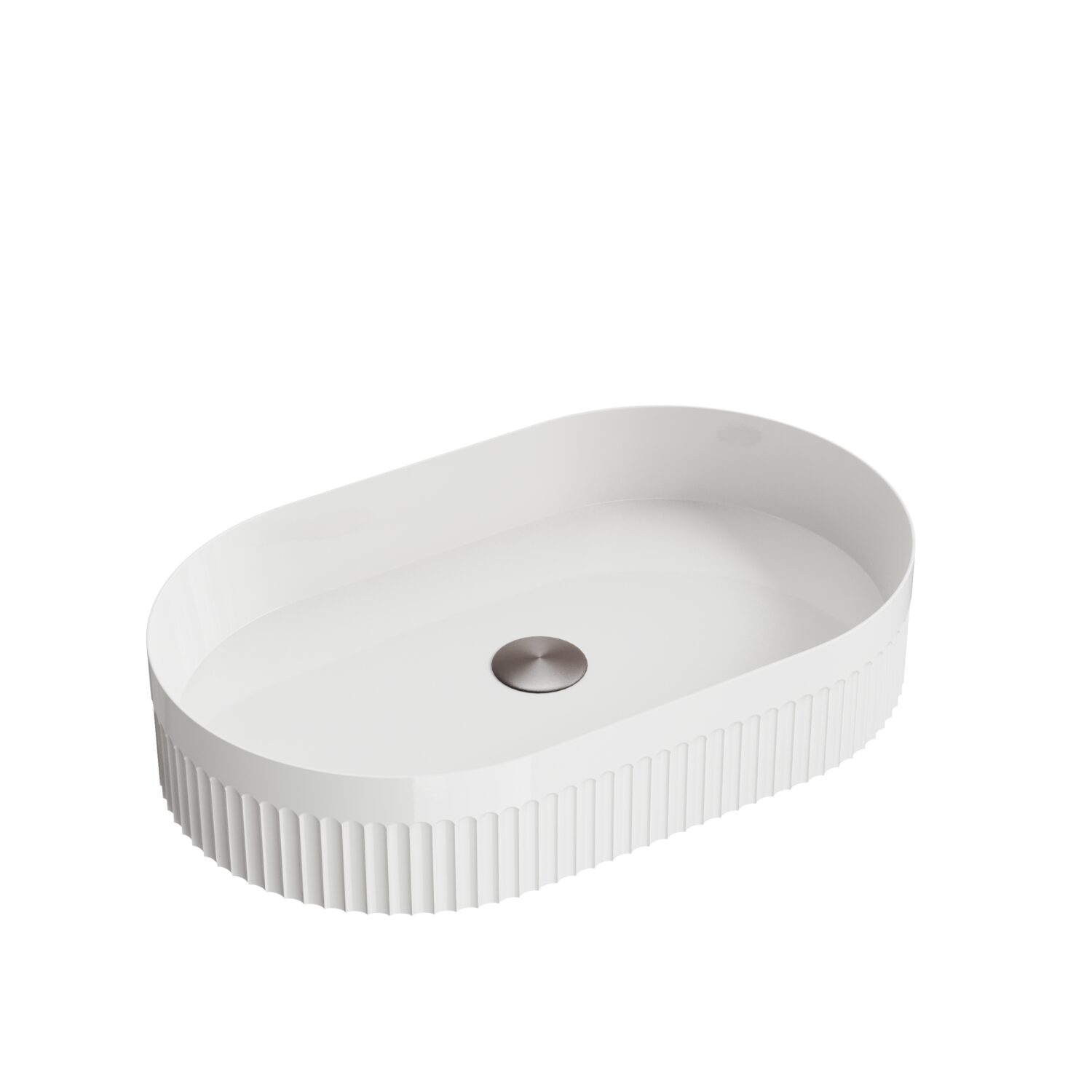 Fluted Oval Countertop Basin 575x360x116 GWte