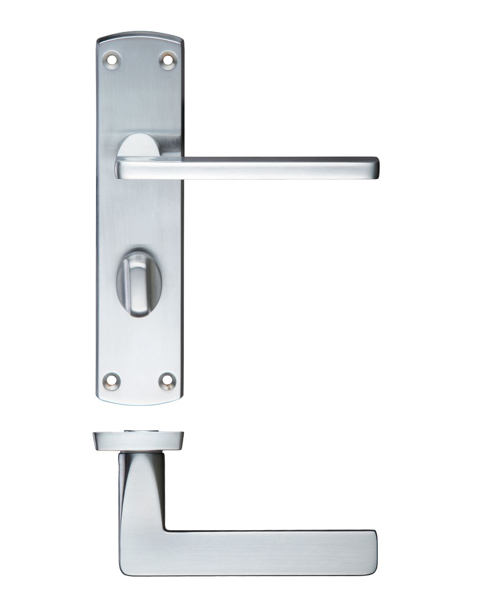 Leon Lever Bathroom (57mm c/c) On Backplate 170mm x 40mm Satin Chrome