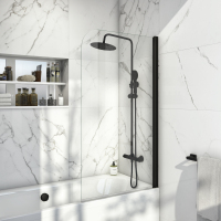 Scudo S6 Radius Edge Bath Screen, 6mm, Black — 1400 x 800mm