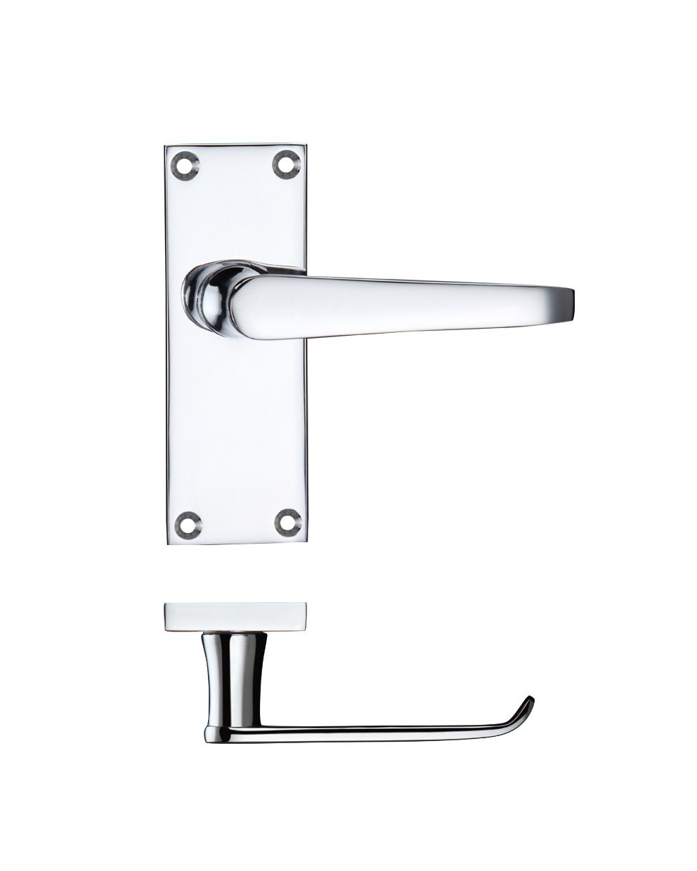 Project Victorian Flat Lever on Latch Backplate 114 x 40mm Polished Chrome