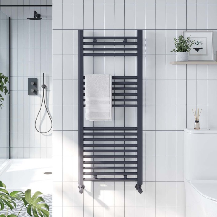 Scudo Ember 22mm Straight Towel Rail, Anthracite — 500 x 1200mm