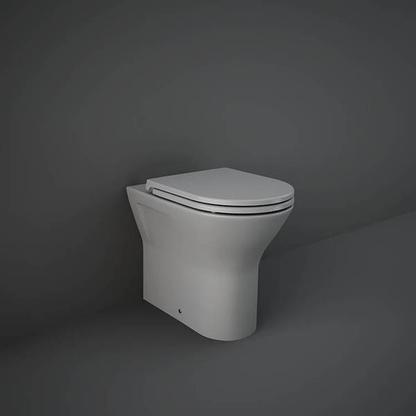 RAK Feeling Rimless BTW Pan Matt Grey 550 x 360mm & Soft Close Seat Matt Grey