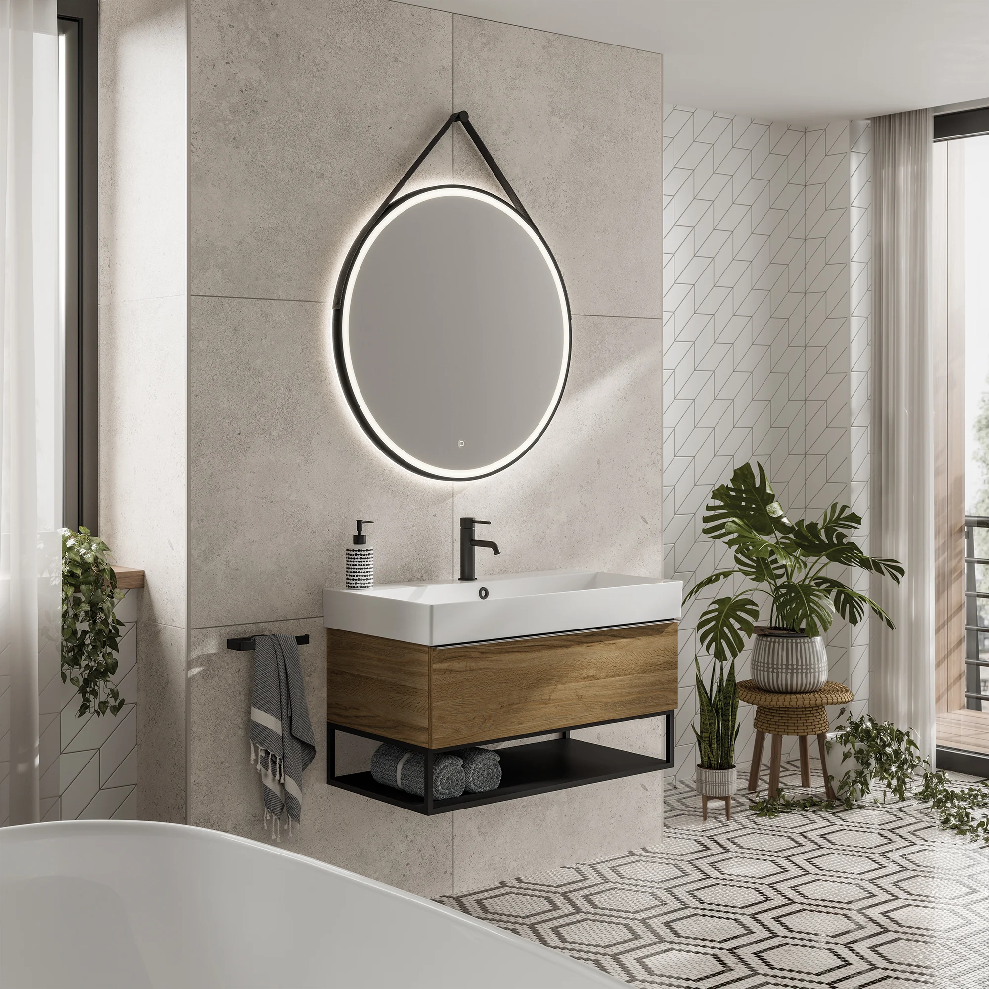 Solstice Round LED Illuminated Bathroom Mirror – 60 cm Wall Mounted