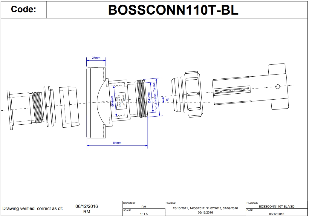 McAlpine 4" × 1½" Mechanical Soil Pipe Boss Connector