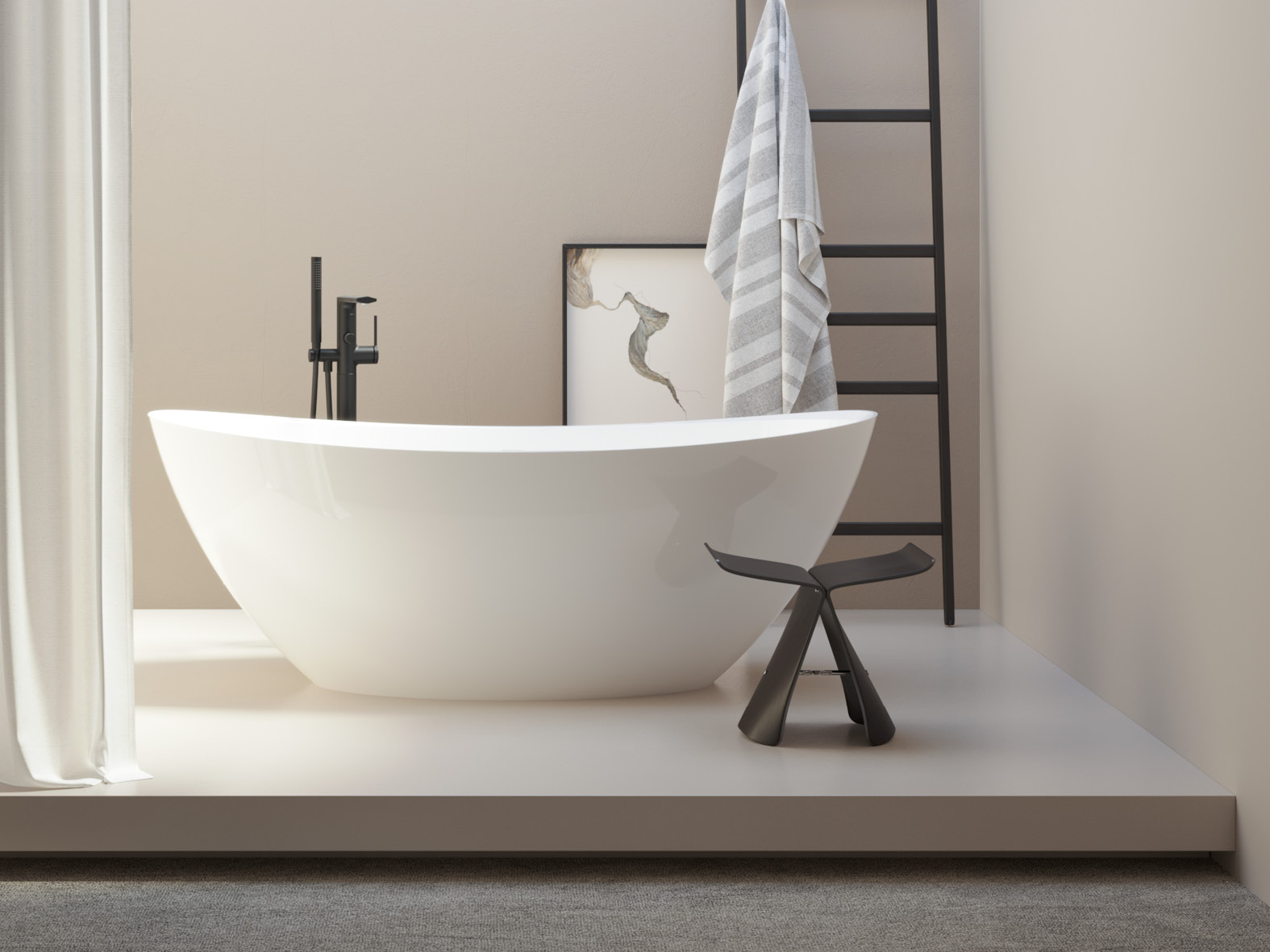 F/S Mila Bath 1670 x 817 Gloss White