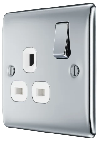 BG Nexus Metal 13Amp Single Switched Socket Polished Chrome