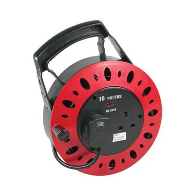 Domestic Extension Reel 10Mtr 6Amp 2 Socket Plastic Case