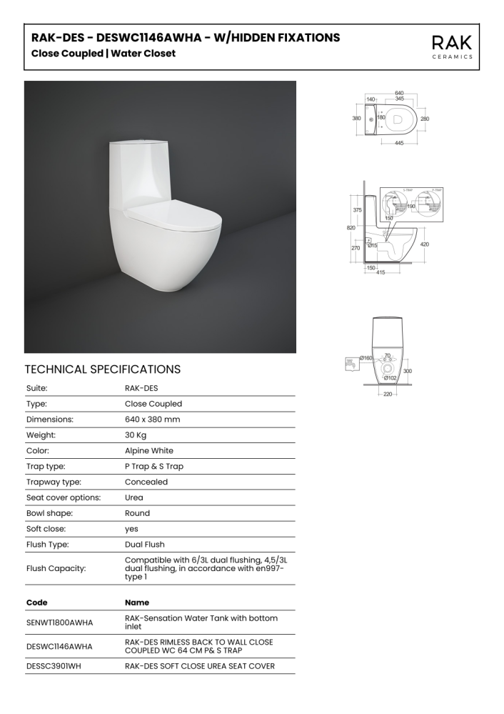 RAK-Des Soft Close Seat (Urea)