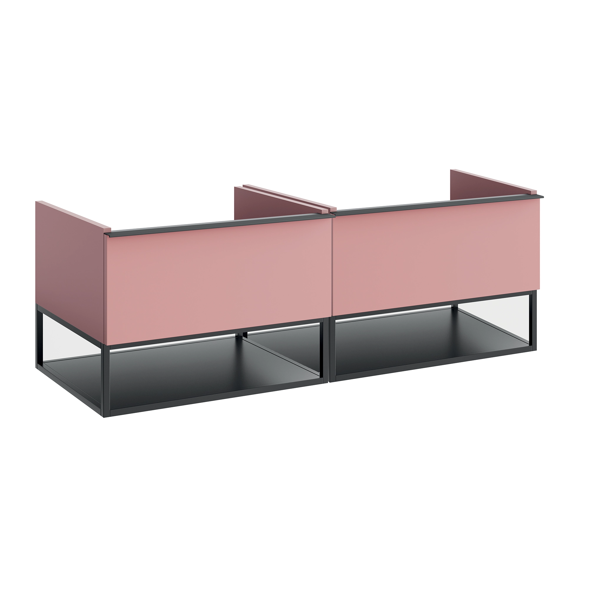 Aeon 120cm Washbasin Unit With Matt Black Framework & Shelf - Dusky Pink
