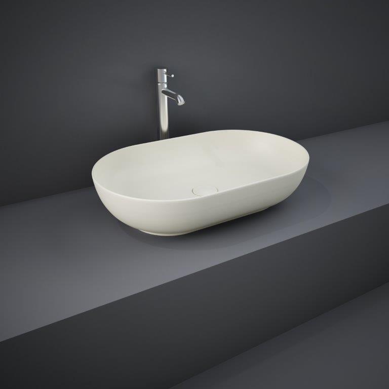 RAK Feeling 55cm Oval Counter Top Wash Basin  in Matt Greige