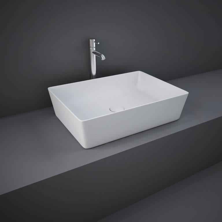 RAK Feeling 50cm Rectangular Counter Top Wash Basin  in Matt White