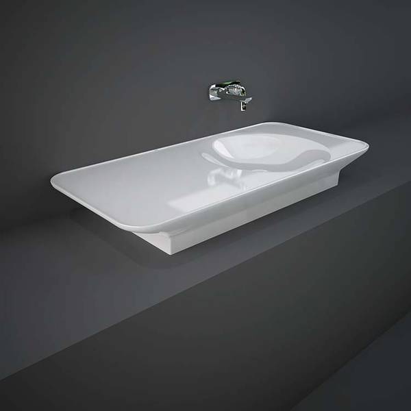 RAK Valet Basin Wall Hung/Countertop  Left Ledge 0TH Gloss White 112cm