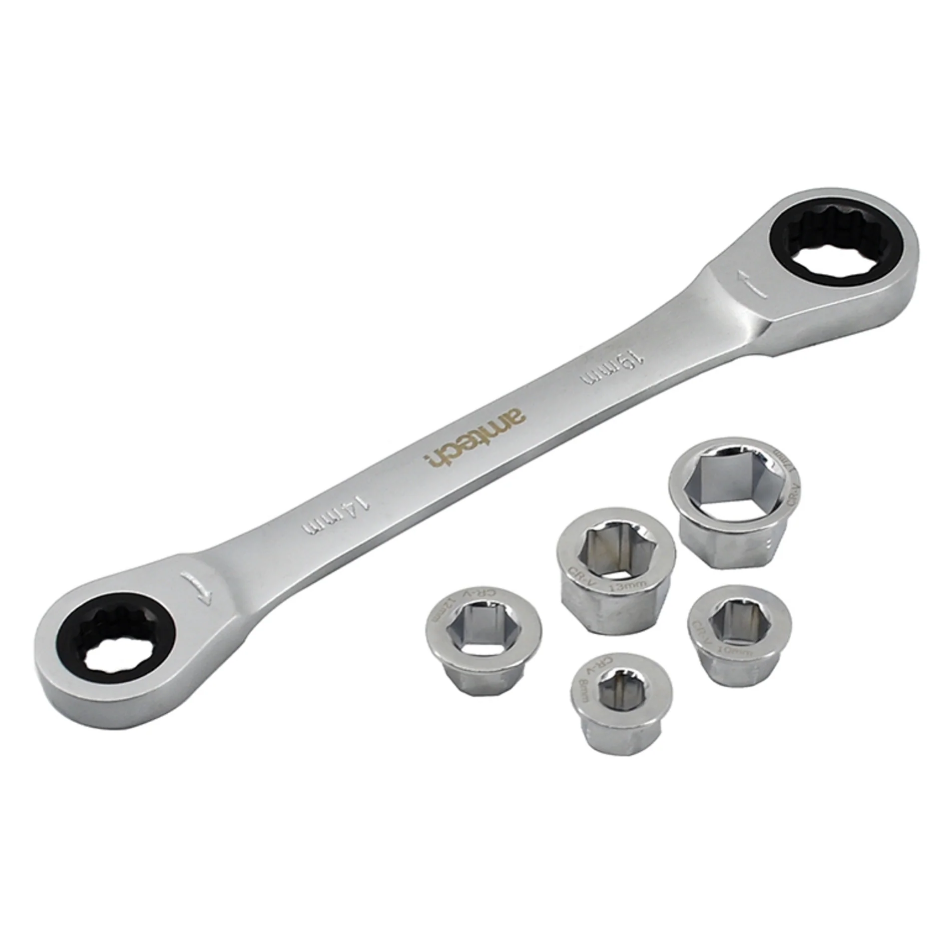 6pc Metric Go-Through 72T Crv Ratchet Spanner Set