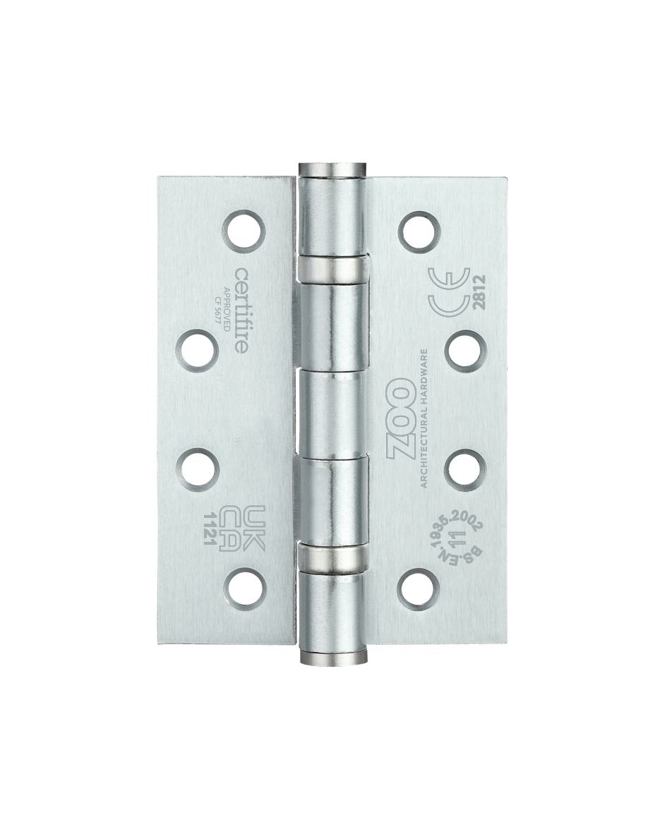 Ball Bearing Hinge - Steel   102 x 76 x 3mm Satin Chrome