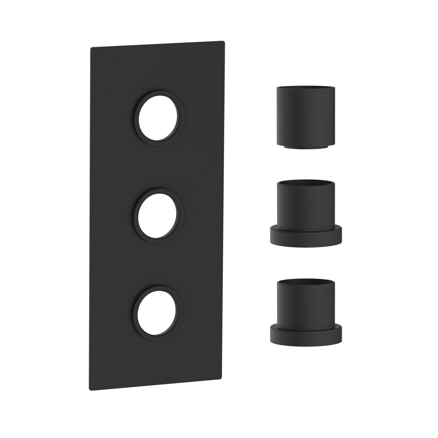 Concealed Plate with Sleeves (3 Outlet) Black