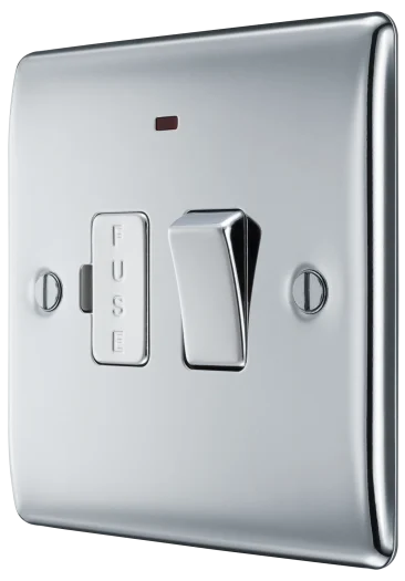 BG Nexus Metal 13Amp Fused Connection Unit switch With Power LED Indicator Polished Chrome
