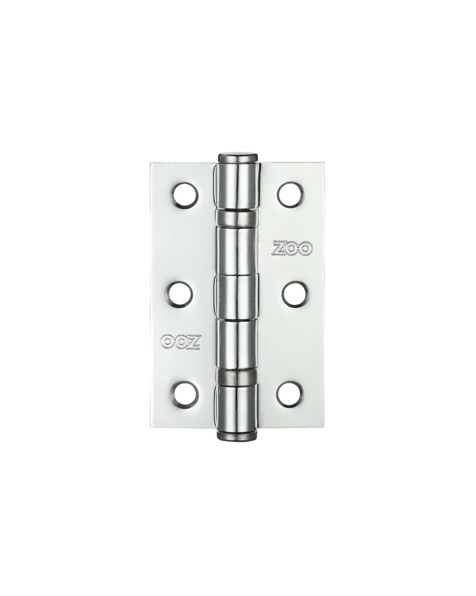 Door Hinge 2 Ball Bearing 3"x2"x2mm Polished Chrome