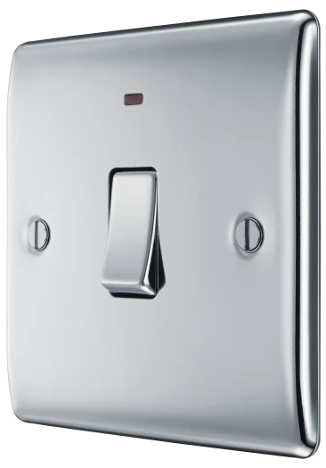BG Nexus Metal 20Amp Double Pole Switch With Power LED Indicator Polished Chrome