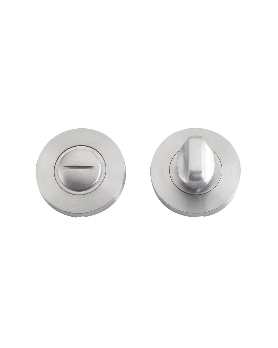 Thumb Turn and Release complete with escutcheons & 5mm Spindle - Grade 201 Satin Stainless