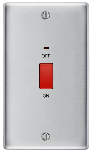 BG Nexus Metal 45Amp Rectangular Cooker Control Unit With Power Indicator Brushed Steel