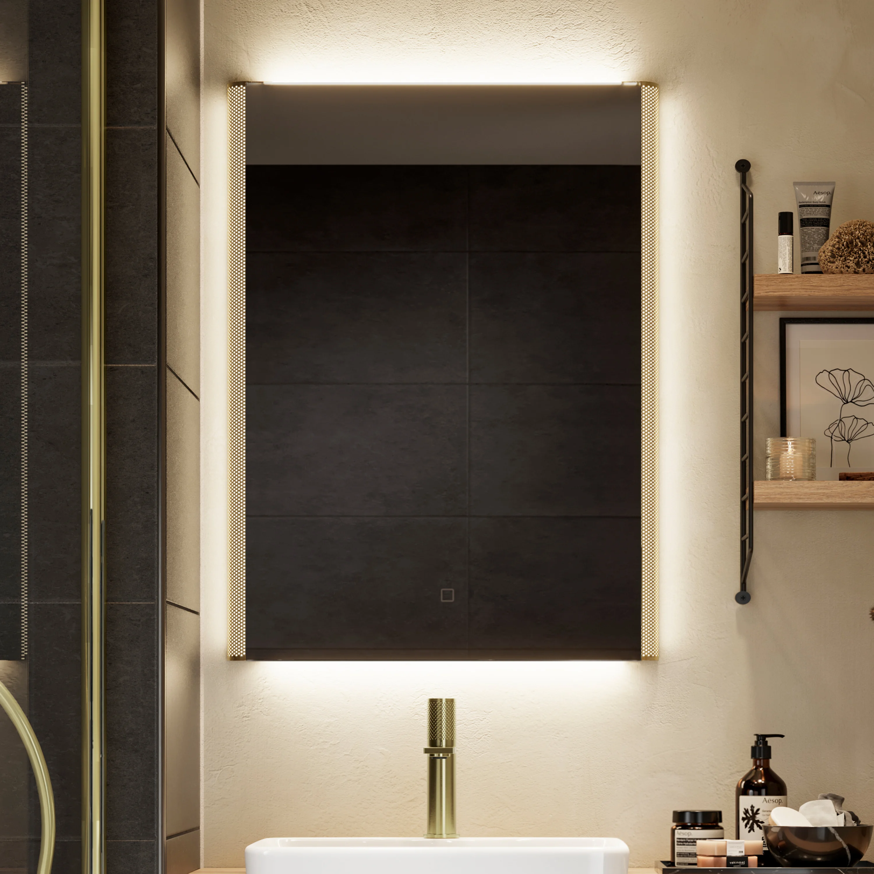 Bastille Mirror 80x60 - Brushed Brass