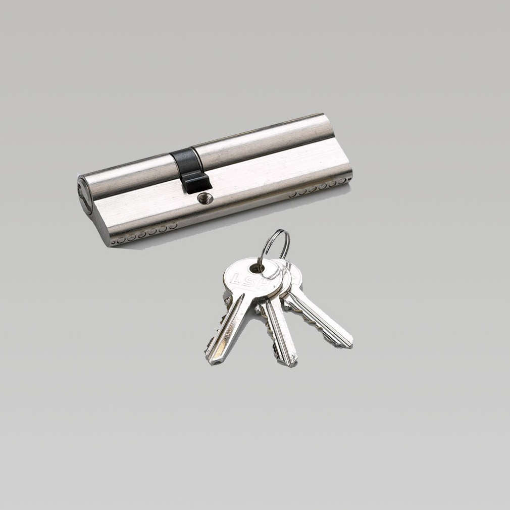 6 Pin Economy Euro Profile Double Door Cylinder Nickel 45/45