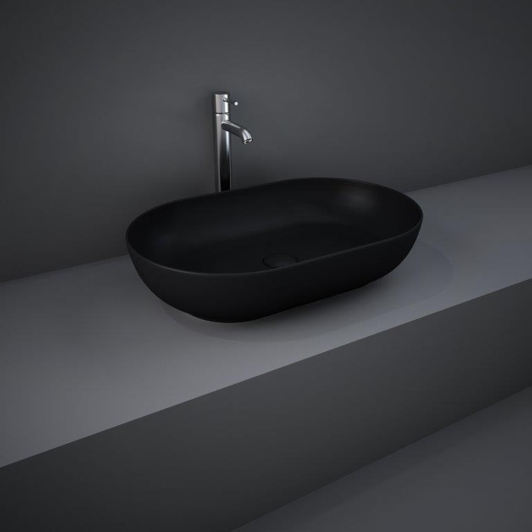 RAK Feeling 55cm Oval Counter Top Wash Basin  in Matt Black