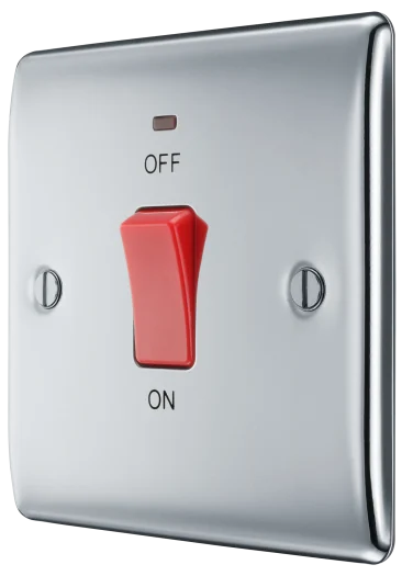 BG Nexus Metal 45Amp Double Pole Switch Single Polished Chrome