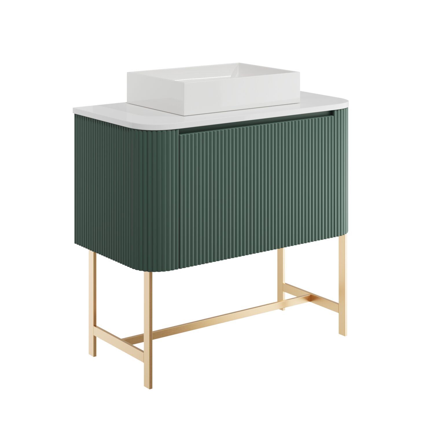 Linea Curve 900 Cabinet , Basin And Frame - Reed Green